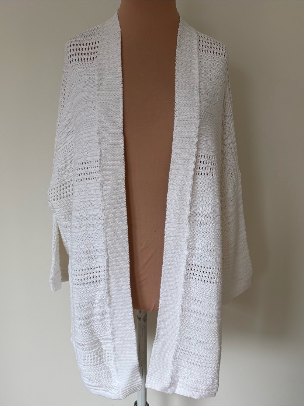 Autumn Cashmere Pointelle-Knit Cotton Cottagecore Open Cardigan Sweater NWT Sz M